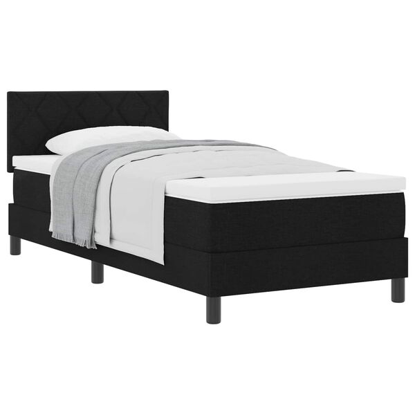 vidaXL Lit &agrave; ressorts avec matelas Noir 90 x 190 cm tissu