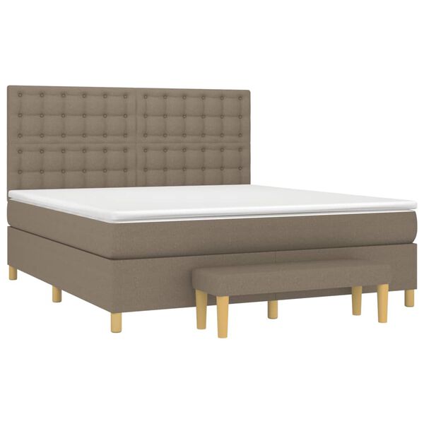 vidaXL Sommier &agrave; lattes de lit avec matelas Taupe 180x200 cm Tissu