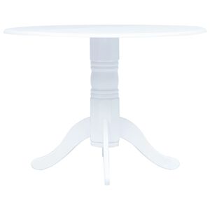 vidaXL Table &agrave; manger Blanc 106 cm Bois d'h&eacute;v&eacute;a massif