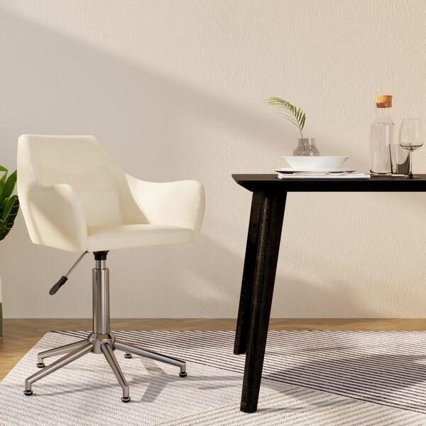 vidaXL Chaise pivotante de salle &agrave; manger Cr&egrave;me Tissu