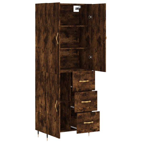 vidaXL Buffet haut Ch&ecirc;ne fum&eacute; 69,5x34x180 cm Bois d'ing&eacute;nierie
