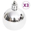 vidaXL Ensemble de boules de No&euml;l 70 pcs Argent&eacute; et blanc
