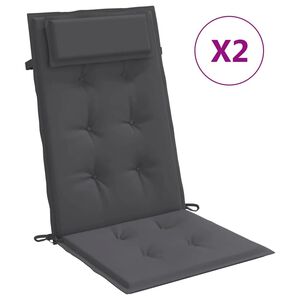 vidaXL Coussins de chaise &agrave; dossier haut lot de 2 anthracite