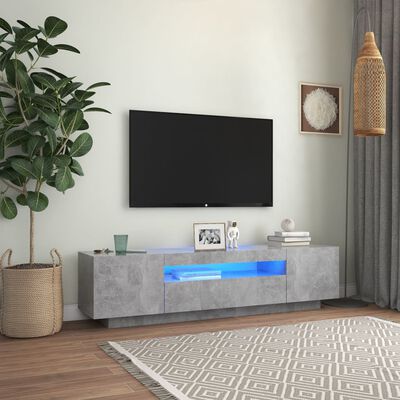 vidaXL Meuble TV avec lumières LED gris béton 160x35x40 cm