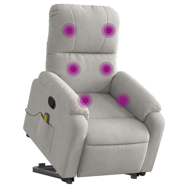 vidaXL Fauteuil inclinable de massage gris clair tissu microfibre