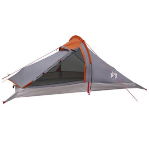 vidaXL Tente de randonn&eacute;e Gris et orange 4 personnes