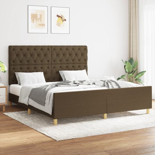 vidaXL Cadre de lit sans matelas marron fonc&eacute; 160x200 cm tissu
