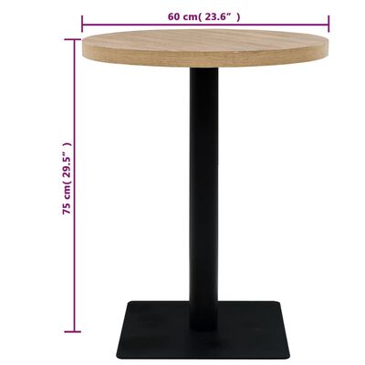 vidaXL Table de bistro MDF et acier Rond 60 x 75 cm Couleur de chêne