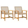 vidaXL Chaises de jardin lot de 2 beige résine tressée bois d’acacia