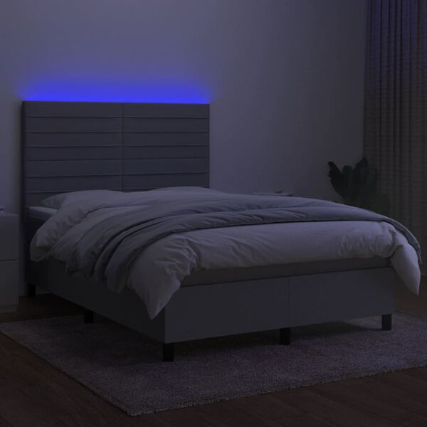 vidaXL Sommier &agrave; lattes de lit et matelas et LED Gris clair 140x190 cm