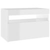 vidaXL Table de chevet avec lumi&egrave;res LED blanc brillant 60x35x40 cm