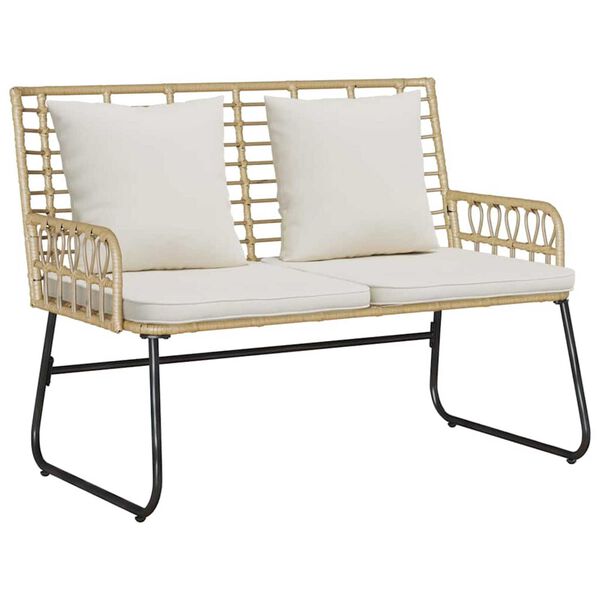 vidaXL Banc de jardin Marron et Crème Rattan synthétique, acier