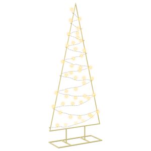 vidaXL Arbre de No&euml;l en m&eacute;tal KUOPIO 125 cm Blanc chaud Acier Dor&eacute;