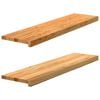 vidaXL Marches d'escalier 2 pcs marron clair 100x30x2 cm ch&ecirc;ne massif