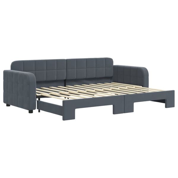 vidaXL Lit de jour avec gigogne sans matelas gris fonc&eacute; 80x200 cm
