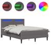 vidaXL Cadre de lit avec bandes LED Gris 120 x 190 cm Simili cuir
