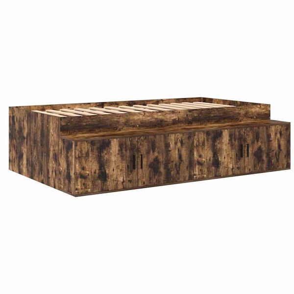 vidaXL Cadre de lit Ch&ecirc;ne fum&eacute; 100 x 200 cm Bois d'ing&eacute;nierie