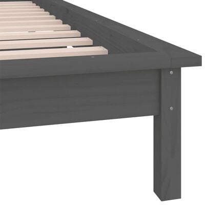 vidaXL Cadre de lit à LED gris 75x190 cm petit simple bois massif