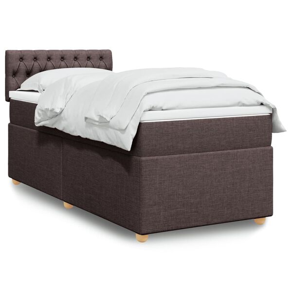 vidaXL Sommier &agrave; lattes de lit avec matelas Marron fonc&eacute; 90x200 cm