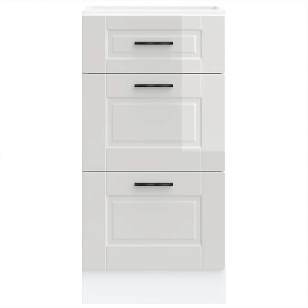 vidaXL Meuble bas de cuisine &laquo; Porto &raquo; Bois d'ing&eacute;nierie blanc brillant