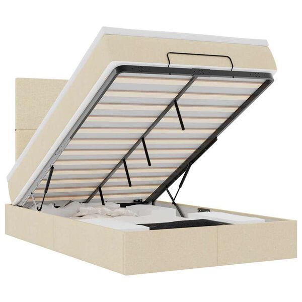 vidaXL Cadre de lit ottoman avec matelas cr&egrave;me 120x200cm tissu