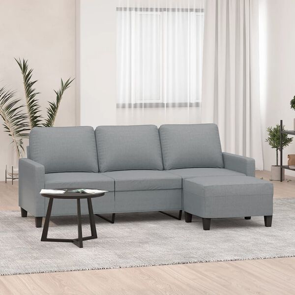 vidaXL Canap&eacute; &agrave; 3 places avec repose-pieds Gris clair 180 cm Tissu