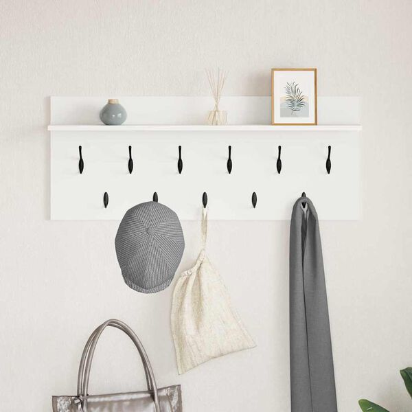 vidaXL Porte-manteau mural Blanc 100 x 40 x 12 cm Bois d'ing&eacute;nierie