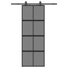 vidaXL Porte coulissante kit quincaillerie noir 76x205 cm verre tremp&eacute;