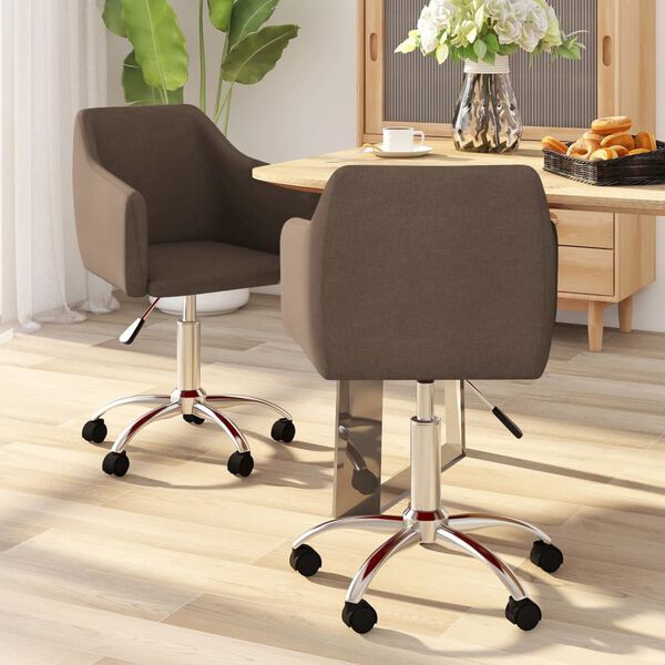 vidaXL Chaises pivotantes &agrave; manger lot de 2 marron tissu