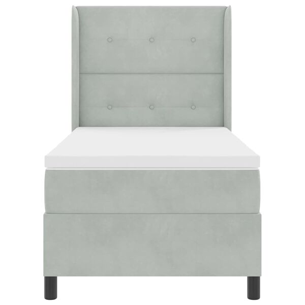 vidaXL Lit &agrave; ressorts avec matelas Gris clair 90 x 190 cm Velours