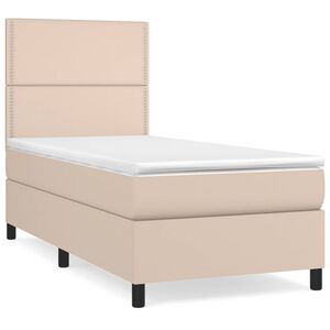 vidaXL Sommier &agrave; lattes de lit avec matelas Cappuccino 90x190 cm