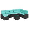 vidaXL Ensemble de canap&eacute; de jardin 9 pc Noir polyrotin