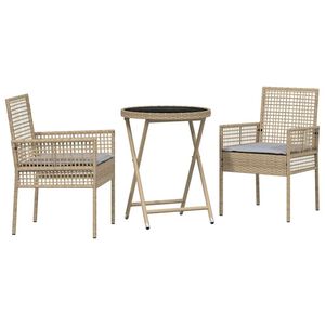 vidaXL Ensemble bistro de jardin 3 pcs Beige Poly rotin