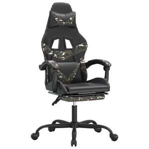vidaXL Chaise de jeu avec repose-pied Noir et camouflage Similicuir