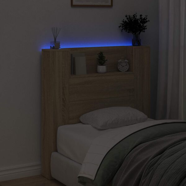 vidaXL T&ecirc;te de lit avec &eacute;tag&egrave;re Ch&ecirc;ne Sonoma 100 x 16,5 x 103,5 cm