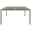 vidaXL Table de jardin 200x150x75 cm Verre trempé/résine tressée Beige