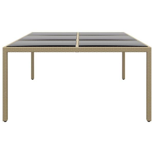 vidaXL Table de jardin 200x150x75 cm Verre trempé/résine tressée Beige