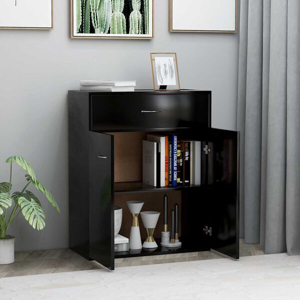 vidaXL Buffet noir 60x30x75 cm bois d'ing&eacute;nierie