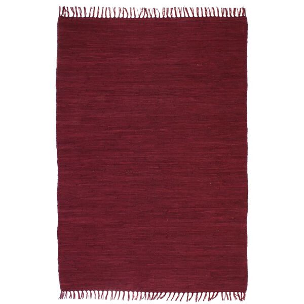 vidaXL Tapis Chindi Coton tiss&eacute; &agrave; la main 120x170 cm Bordeaux