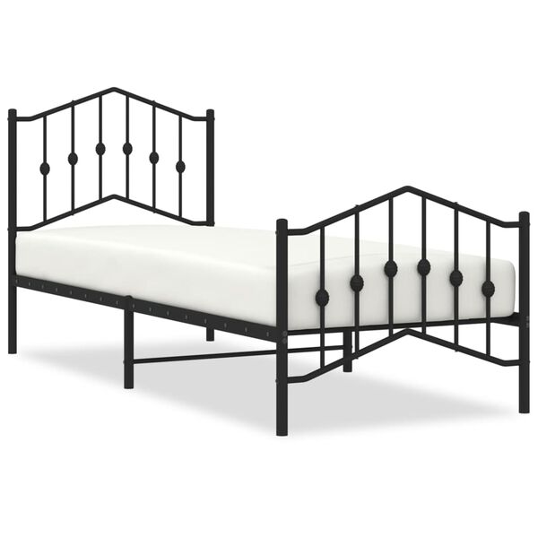 vidaXL Cadre de lit métal sans matelas avec pied de lit noir 90x190 cm
