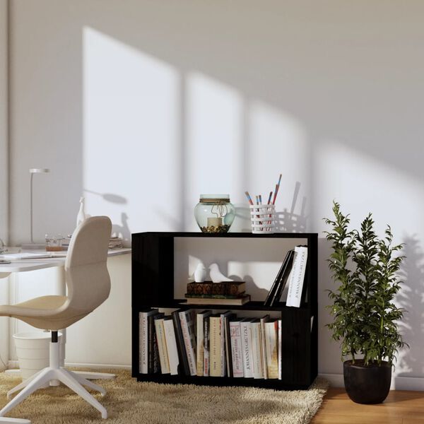 vidaXL Biblioth&egrave;que/S&eacute;parateur de pi&egrave;ce Noir 80x25x70 cm Pin massif
