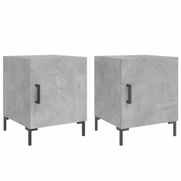 vidaXL Tables de chevet 2 pcs gris b&eacute;ton 40x40x50 cm bois d&rsquo;ing&eacute;nierie