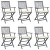 vidaXL Chaises pliantes 6 pi&egrave;ces avec coussins en bois d'acacia massif