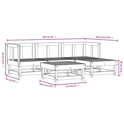 vidaXL Salon de jardin 5 pcs noir bois massif de pin