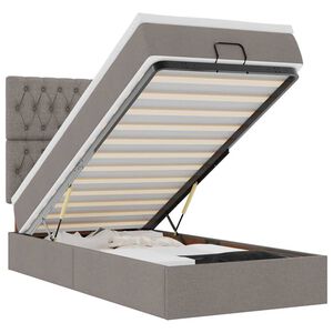 vidaXL Lit ottoman avec matelas taupe 90x200 cm tissu