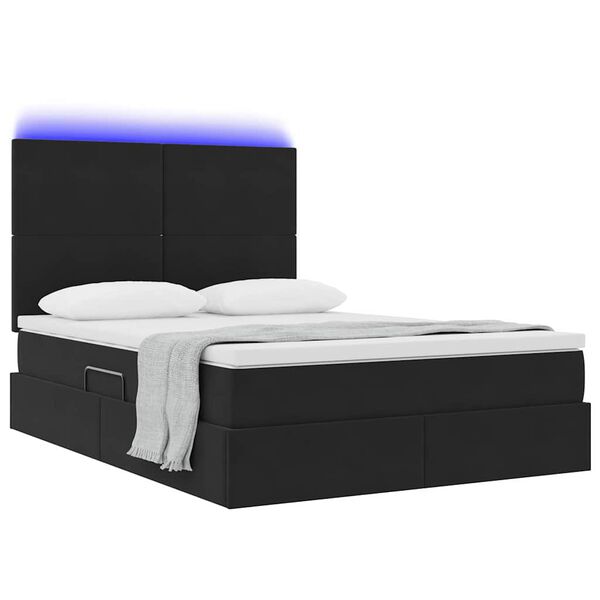 vidaXL Lit avec rangement et LED avec LED Noir 140 x 190 cm Velours