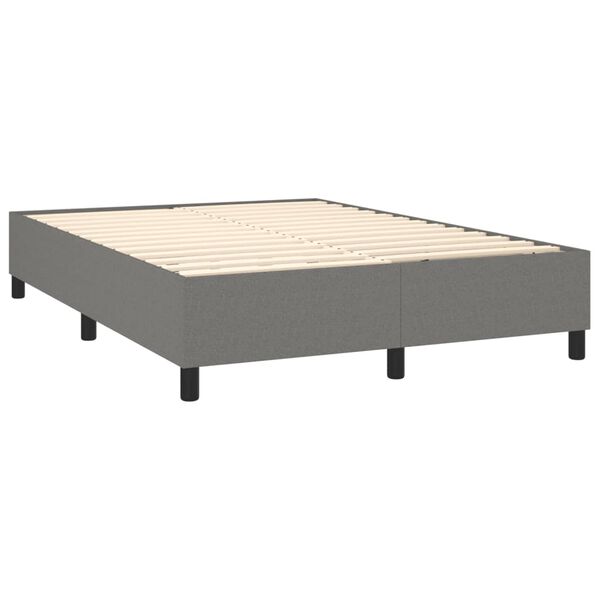 vidaXL Sommier &agrave; lattes de lit avec matelas Gris fonc&eacute; 140x200cm Tissu