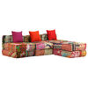vidaXL Pouf modulaire à 3 places Patchwork Tissu