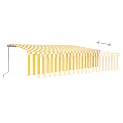 vidaXL Auvent manuel rétractable avec store LED 6x3 m Jaune et blanc