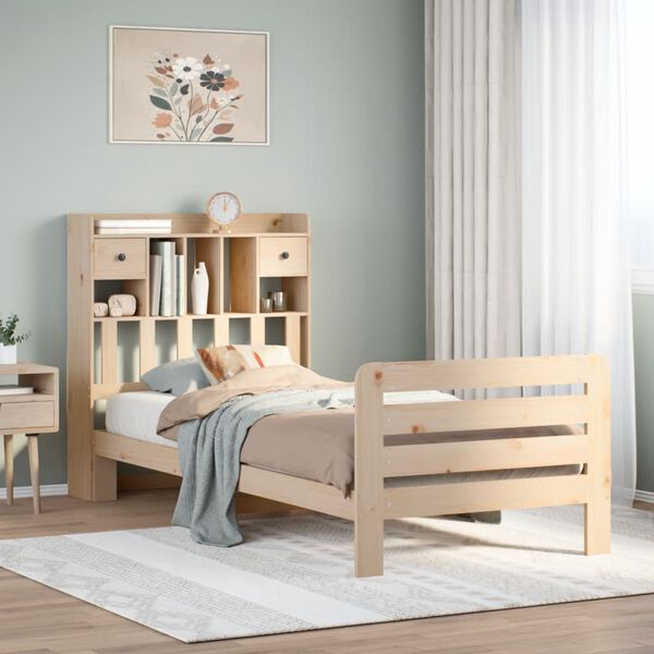 vidaXL Lit biblioth&egrave;que sans matelas 90x190 cm bois de pin massif